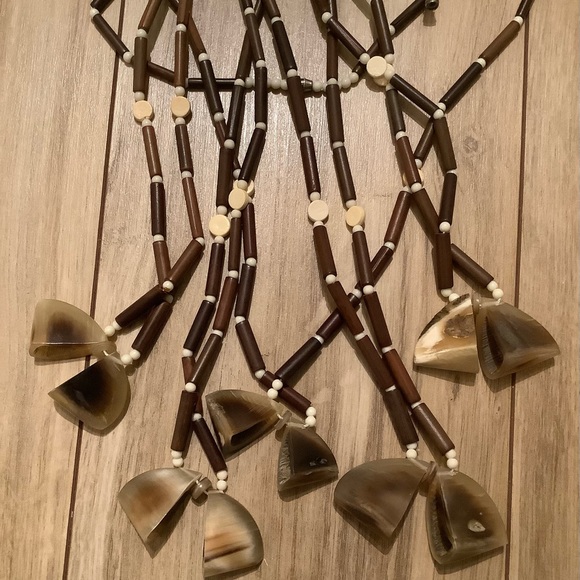 handmade new vintage Horn beaded necklace - Picture 12 of 12